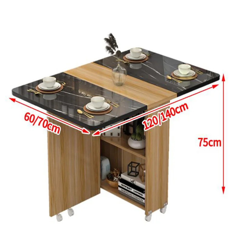 

Household Folding Table Movable Small Rectangular Flat with Wheels Ultra-thin Multi-function Dining Room Dormitory Dining Table