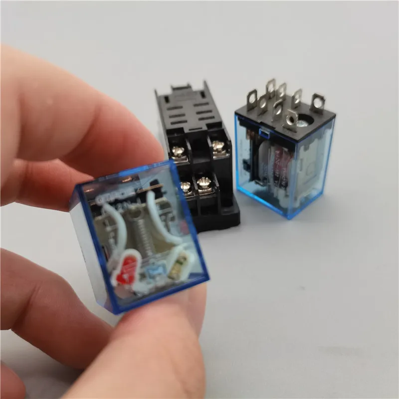 1pcs Ly2nj Hh62p Miniature Electromagnetic Relay 10A 8-pin Coil DPDT, Hhc68a-2z with Socket Base DC12V, 24V AC220V with Base