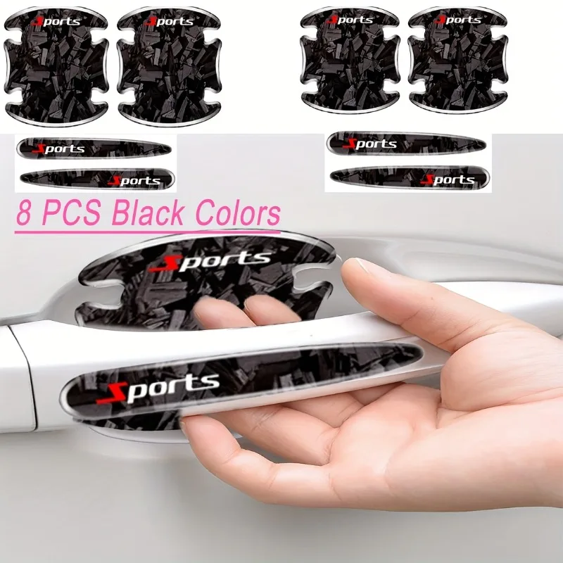 1 set carbon fiber car door wrist protection stickers door handle Anti collision decorative sticker Scratch-resistant wear view 3