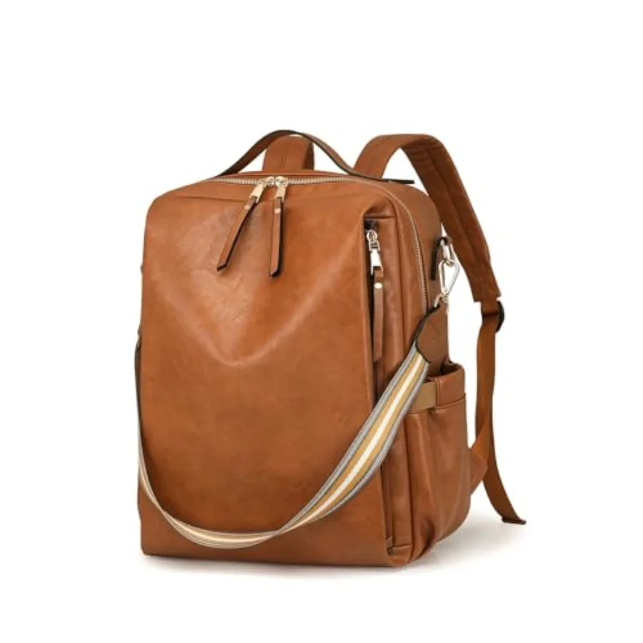 

PU Leather Large Backpack Purse for Women Casual Travel Backpack Convertible Satchel Handbags With Luggage Strap