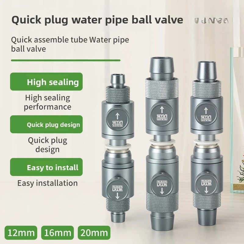 Quick‑Connect Water Ball Valve, Aquarium Filter Bucket Inlet Outlet Flow Regulator Valve for Planted Fish Tank