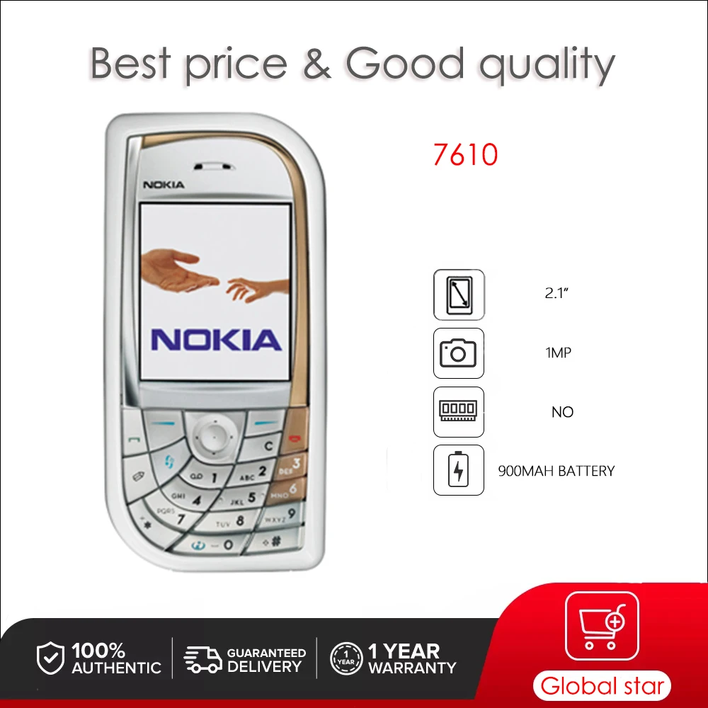 Original Unlocked 7610 Mobile Phone Russian Arabic Hebrew Keyboard Made in Finland Free Shipping