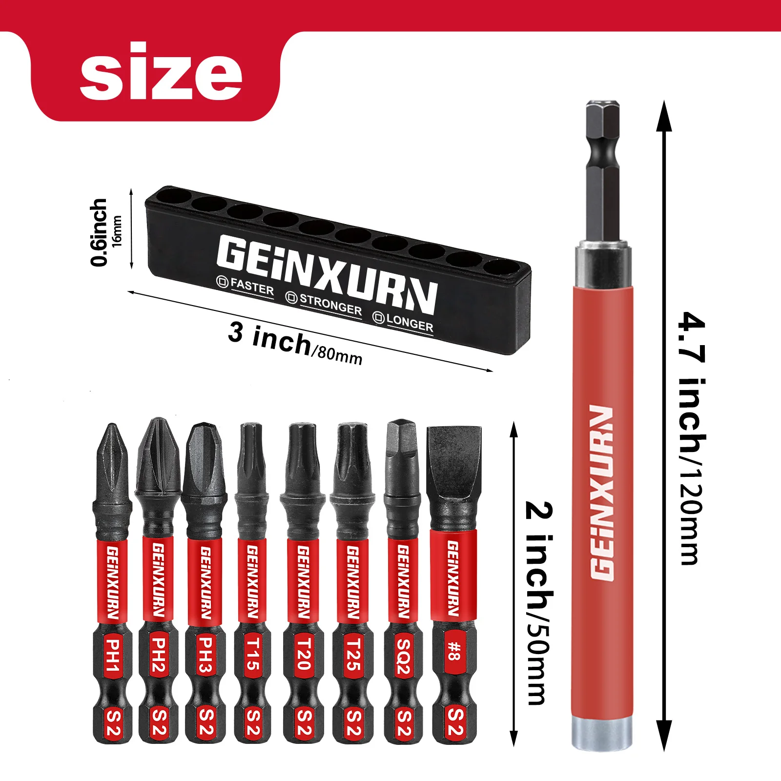 Geinxurn Drive Guide with Self Retracting Sleeve(4.7'') and Screwdriver Bit, Magnetic Drill Bit Tip Holder