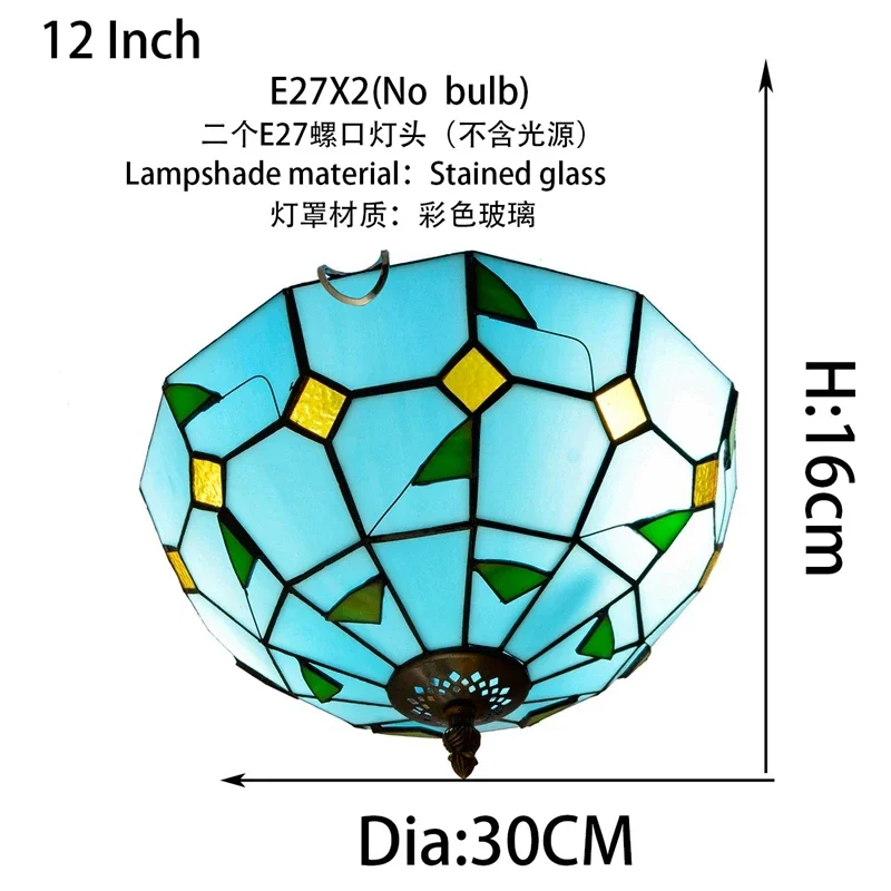 Современный средиземноморский синий лист, спальня, ресторан, бар, коридор, освещение, потолочный светильник, современный новый потолочный светильник Тиффани