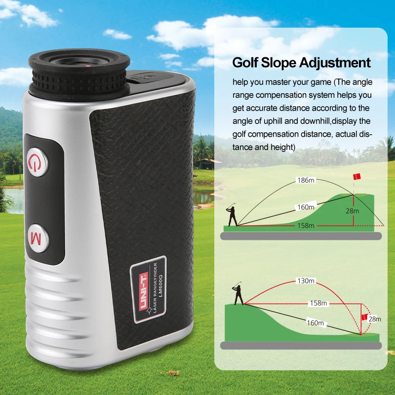 Imagem -03 - Telêmetro a Laser Uni-t-golf Série Lm600g 600m 1000m Telescópio Monocular Golf Distance Meter Ajuste da Inclinação do Golfe