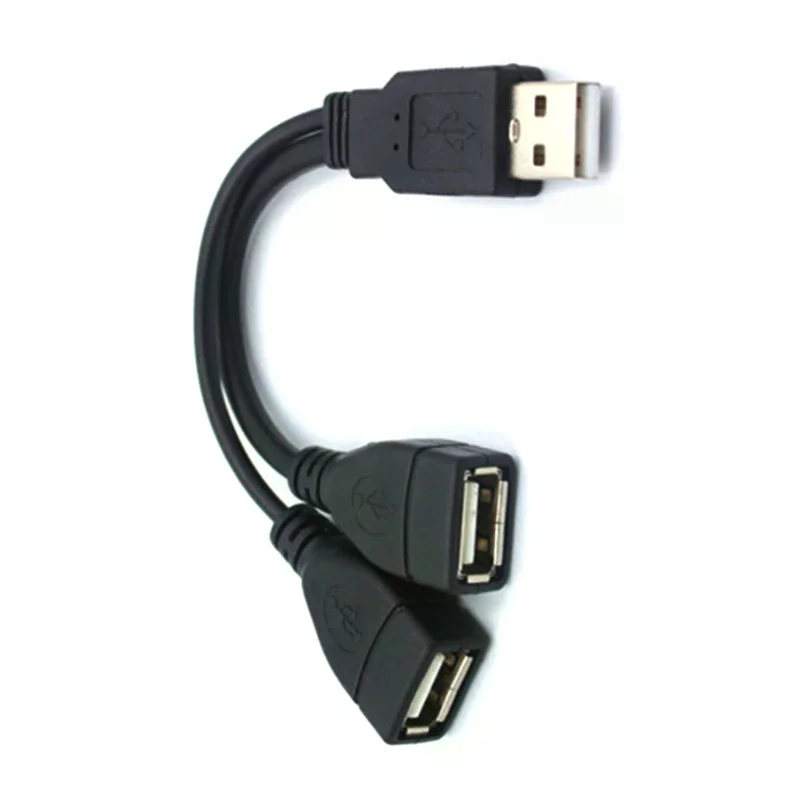 15/30cm USB 2.0 Splitter Y Cable 1 Male to 2 Female Extension Cord Power Adapter Converter for PC Car Data Transmission Charging