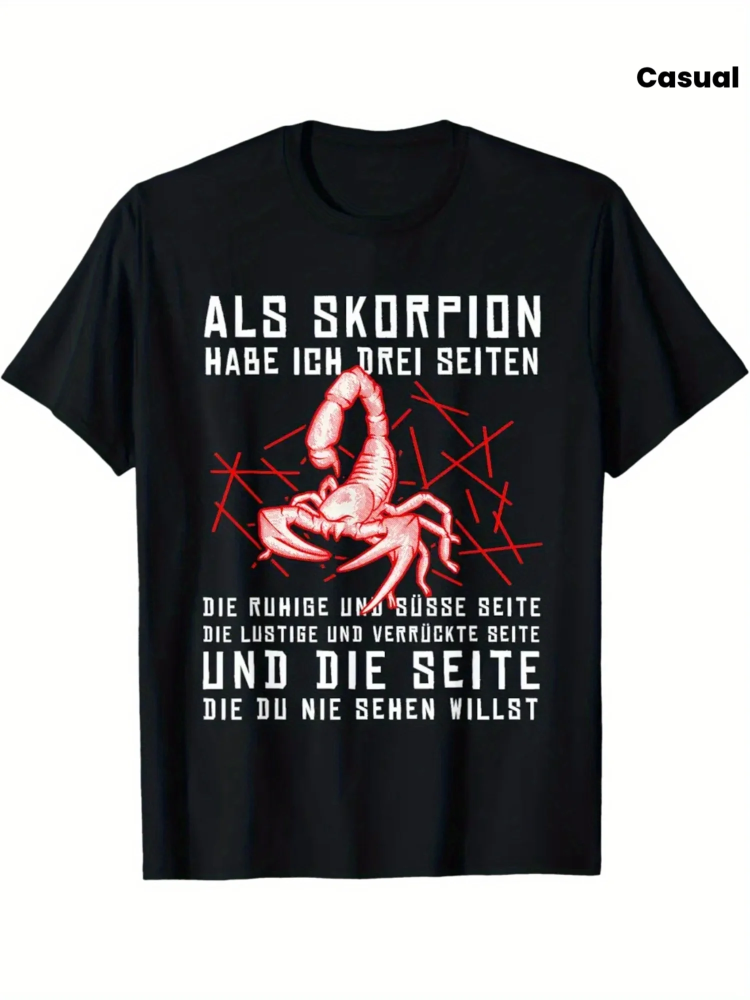 

Scorpio Zodiac Birthday T-Shirt with German Proverbs - Humorous Scorpion Print & German Words, Unisex Scorpio
