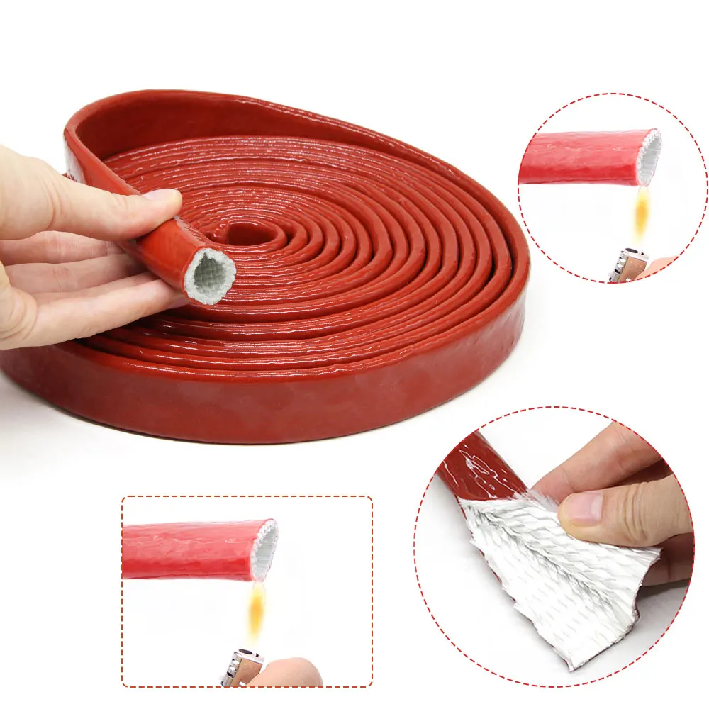 Resin Coated Glass Fiber Braided Fireproof High Temperature Resistant Fiberglass Tube Silicone Sleeve Fire Retardant Casing Pipe