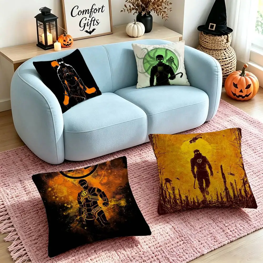 H-Half Life-e 2 Classic Vintage  Pillow Case Square Double-Sided Sofa Cushion Cover Bedroom Bedside Pillow