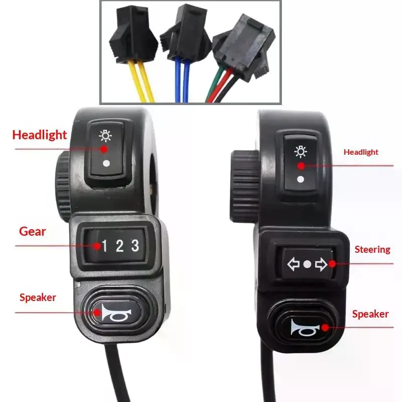 1/3Pcs Motorcycle Accessories 3in1 E-bike Light ON-OFF Switch Horn Turn Signal Switches For Motorcycle Handlebar Switch