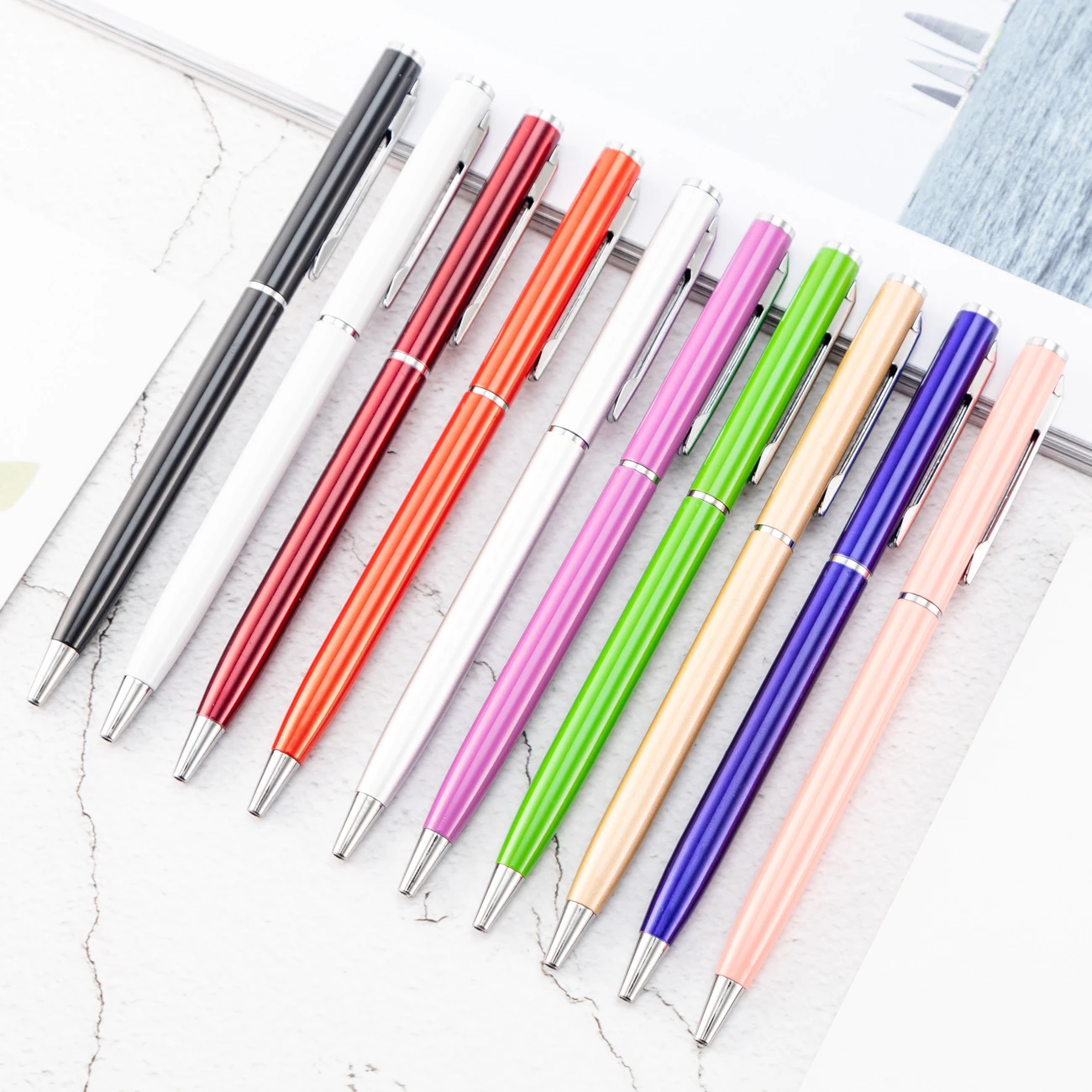 Ellen Brook 1 PCSBallpoint Pen Luxury Cute Candy Color Metal Stationery School Office Supply High Quality Spinning Pens