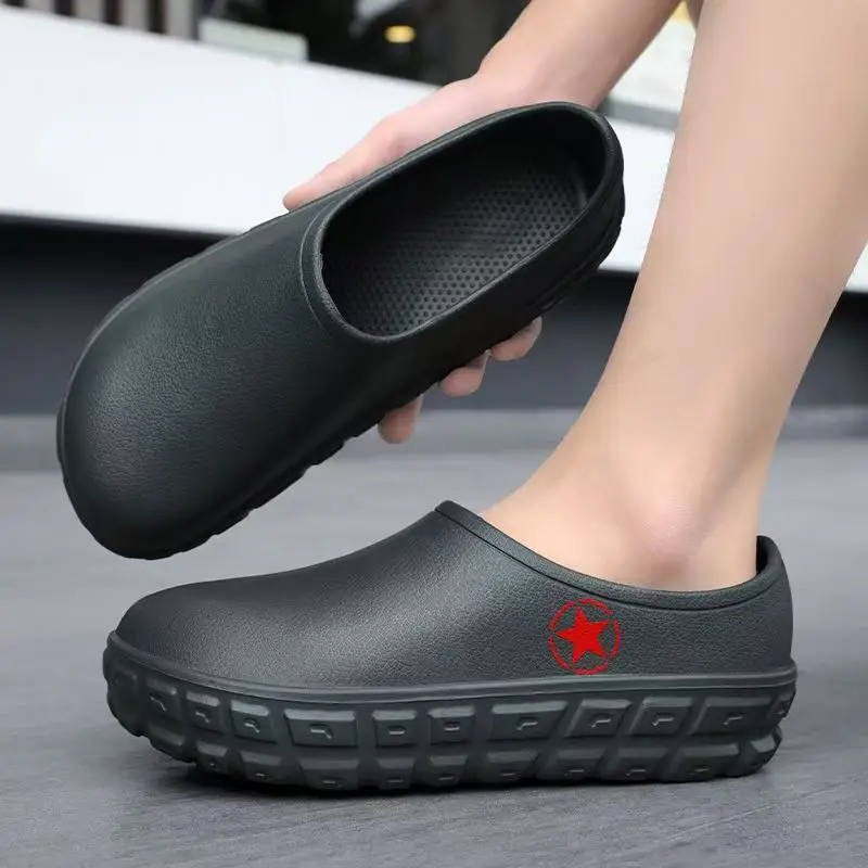 Men Shallow Thick Sole Rain Shoes Injection Molding Waterproof Non Slip Lightweight Slip On Oil Resistant Chef Shoes Work shoes