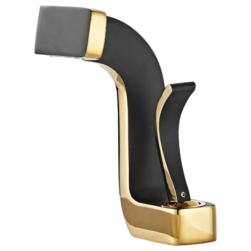 

B08B-Bathroom Faucet Bathroom Basin Faucet Cold And Hot Water Mixer Sink Tap Deck Mounted Black Gold Tap