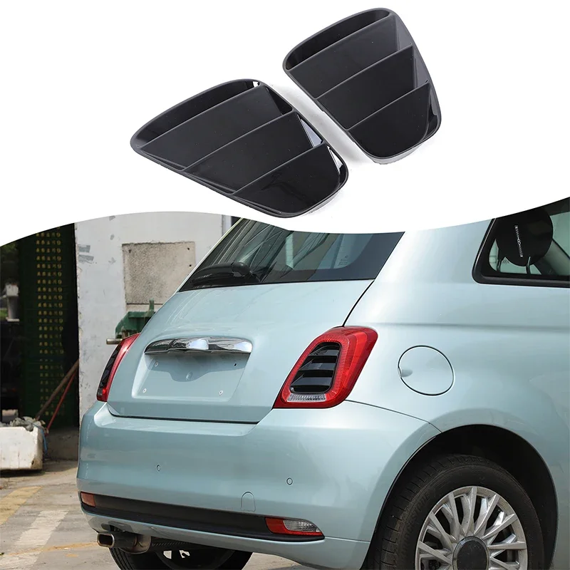 For 16+ Fiat 500 rear taillight decorative panel stickers ABS piano black car taillight decorative accessories