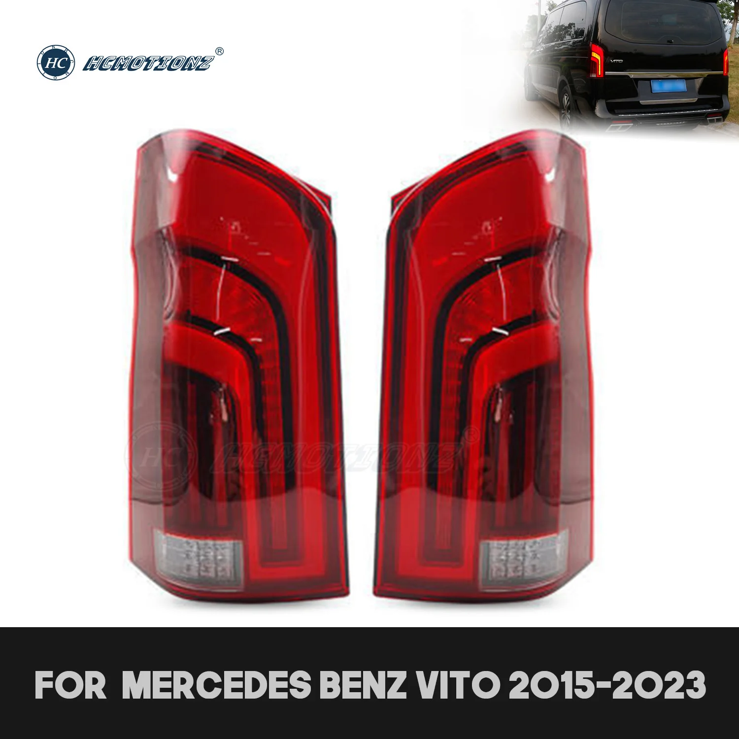 HCMOTIONZ Tail Lights For Mercedes Benz VITO 2015-2019 Viano Metris W447 DRL Animation LED Car Back Lamps Assembly  2PCS