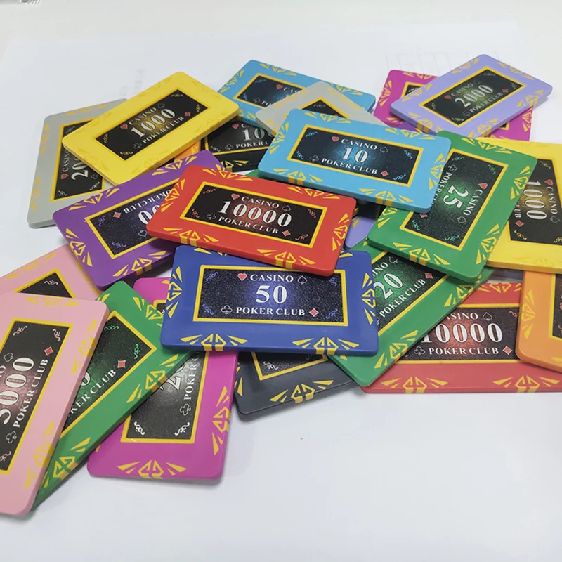 Fichas de póker cuadradas de Casino, fichas de póker de arcilla Texas Hold'em, Baccarat, monedas de Metal, juego de fichas de póker para juegos, accesorios de póker, 10 piezas