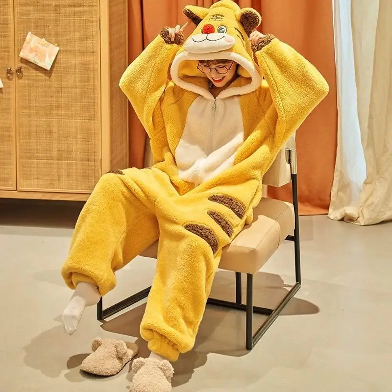 

Adult Tiger Onesies Pajamas Cartoon Pyjama Kigurumi Halloween Cosplay Costumes Sleepsuit Animal Sleepwear