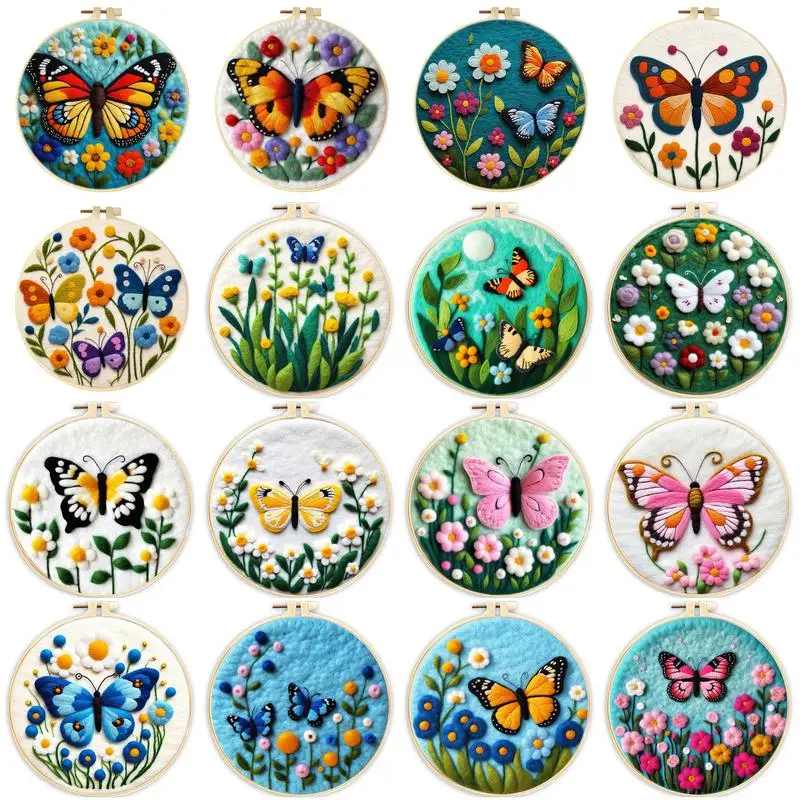 

SDOYUNO Wool Felting Tool Butterfly Colors Craft Supplies Embroidery Frame Diy Creative Making Wool Felt Kit Handmade Needlework