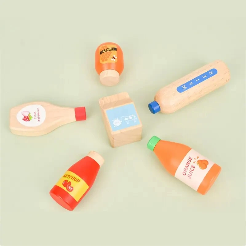 Pretend Play Wooden Toy Drink Set Kitchen Food Toys Montessori Kids Educational Simulation Game Toys gifts for Toddlers