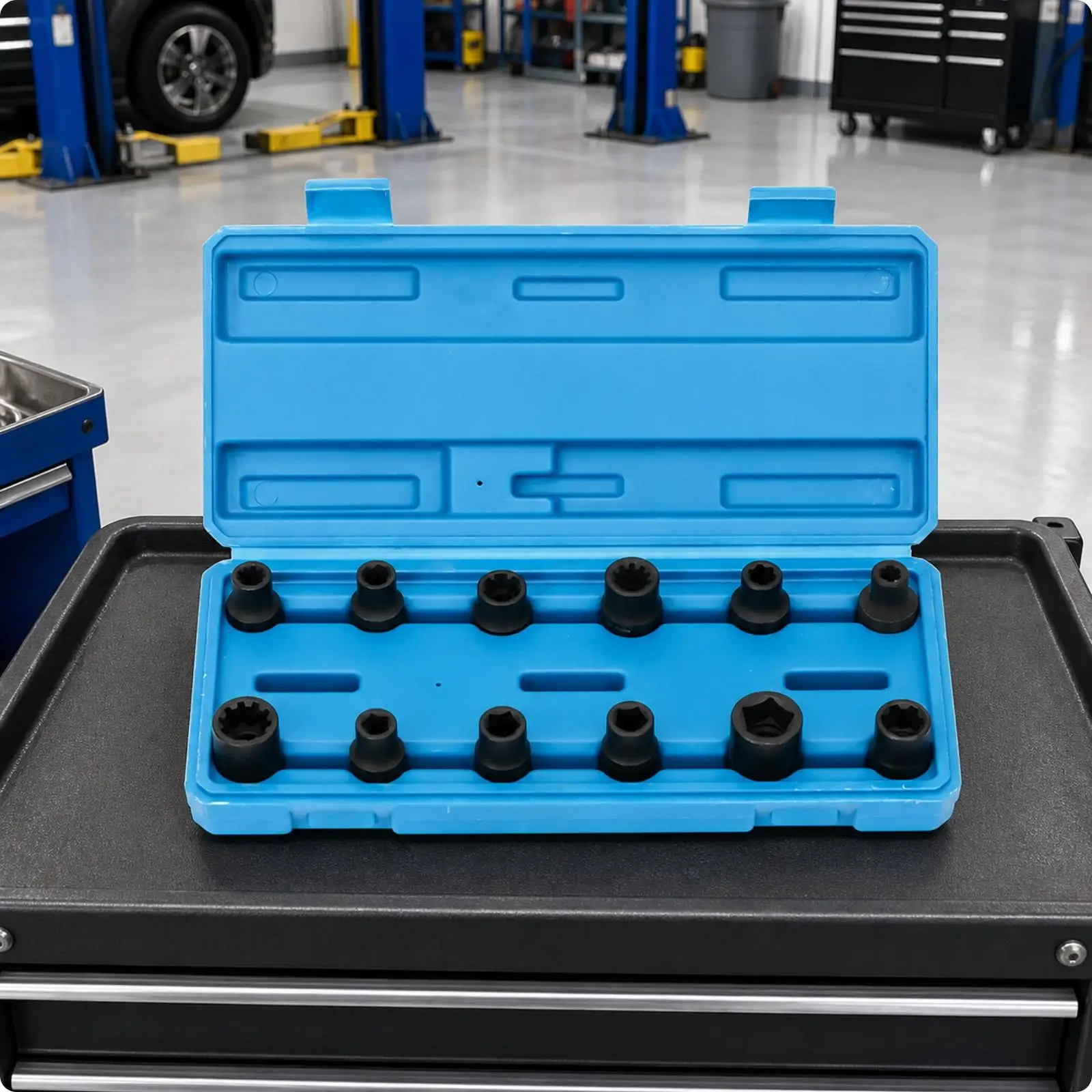 Brake Caliper Wrench 12 Piece Socket Set for Car Brake Service with Chrome Molybdenum Steel Case