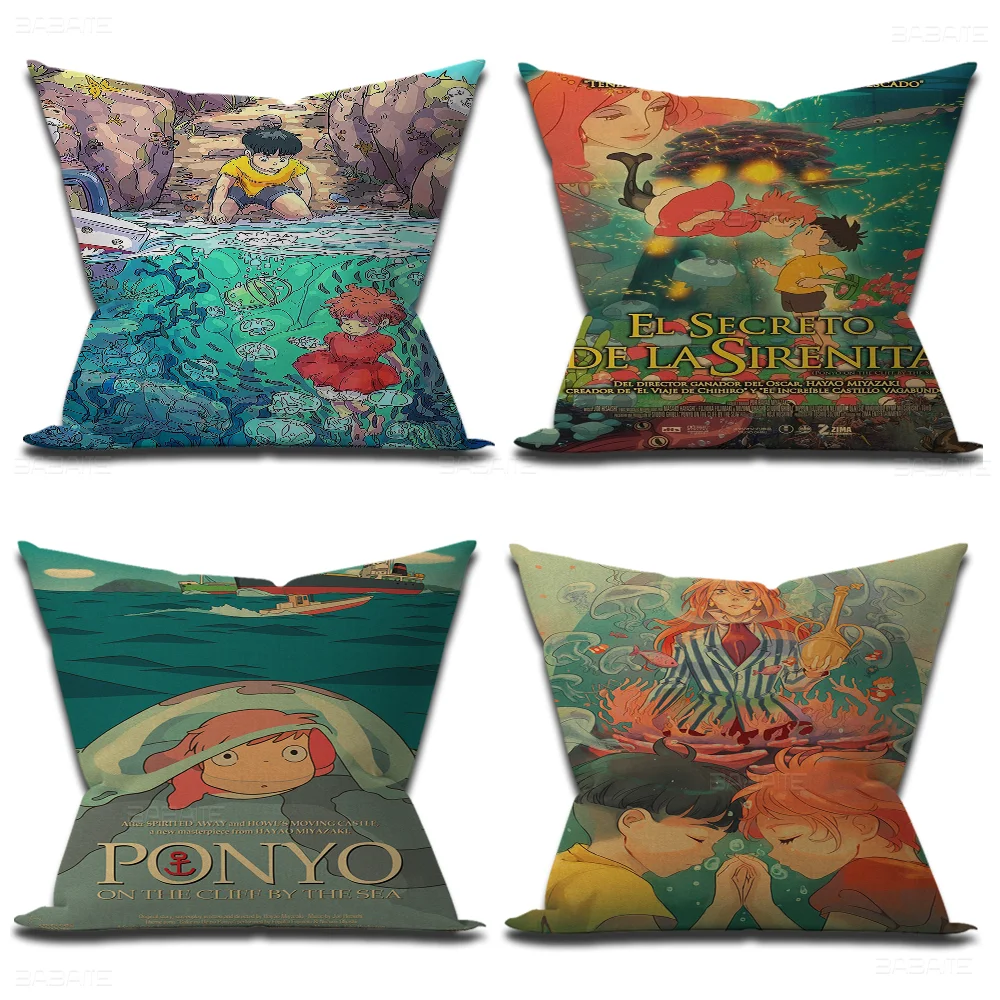 P-Ponyos On Cliff By The Sea Pillowcase Toon Gift Cushion Cover Bedroom Home Sofa Chair Seat Decor Pillow Case