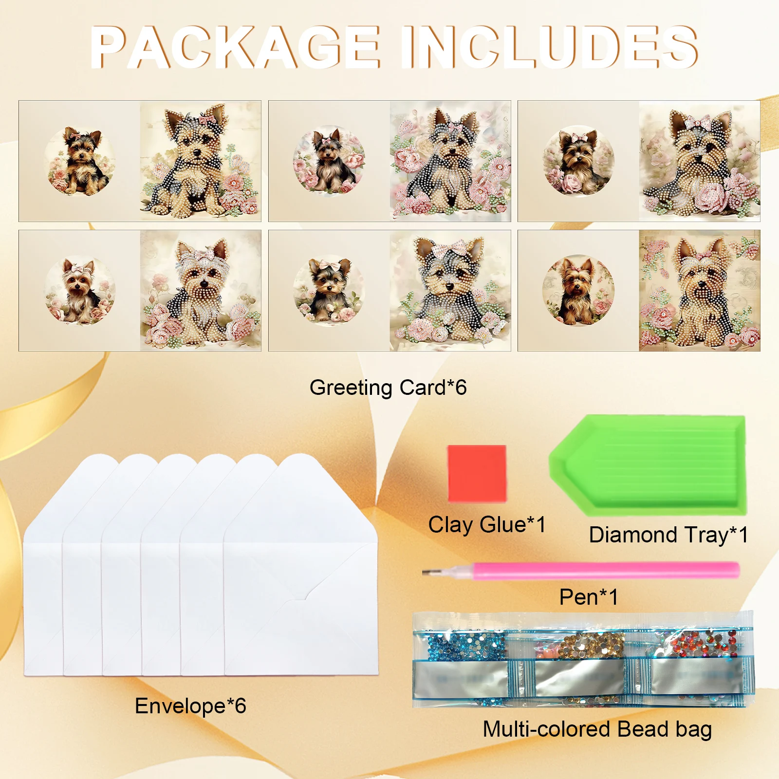 6 ชิ้นเพชรภาพวาดการ์ดอวยพรชุด, - Art Craft Painting บทวิจารณ์และราคา
