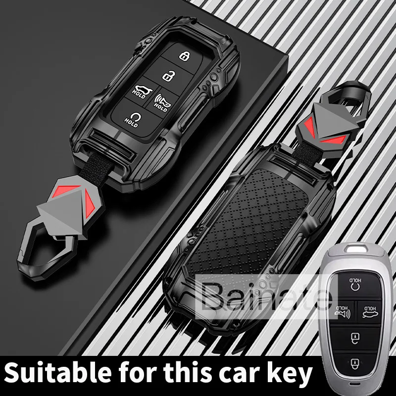 Capa de Chave de Carro em Liga de Zinco para Hyundai Santa Fe Tucson 2022 NEXO NX4 Atos Solaris Prime 2021, Estojo de Chave Automotiva