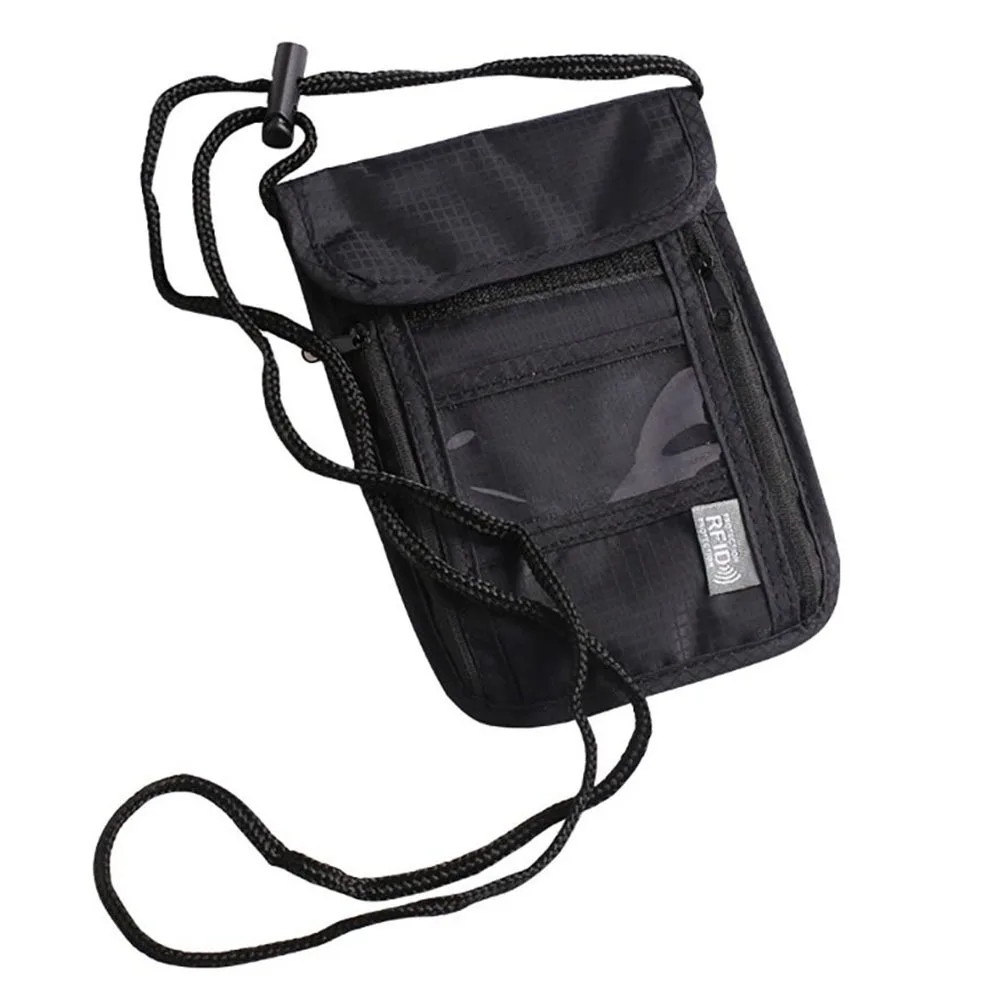Portable Nylon RFID Passport ID Bag Waterproof Multi-Functional Document Pouch Packet Women