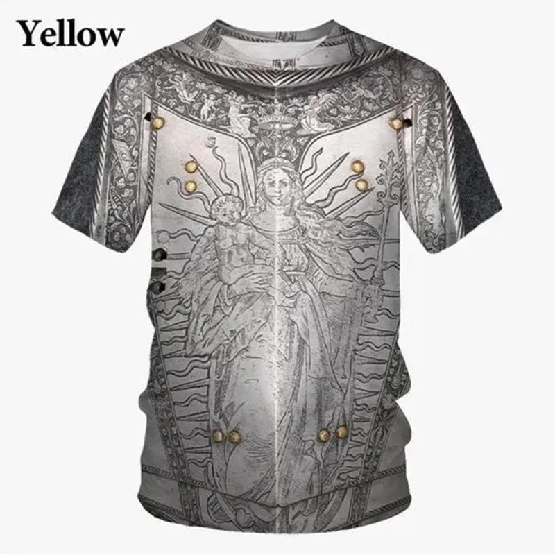 Mittelalterliche Rüstung, Rollenspiel, 3D-Druck, Sport, schnell trocknend, atmungsaktiv, Herren-T-Shirt, Outdoor, Streetwear, Freizeitmode, Eltern-Kind-Kleidung – Detail 7