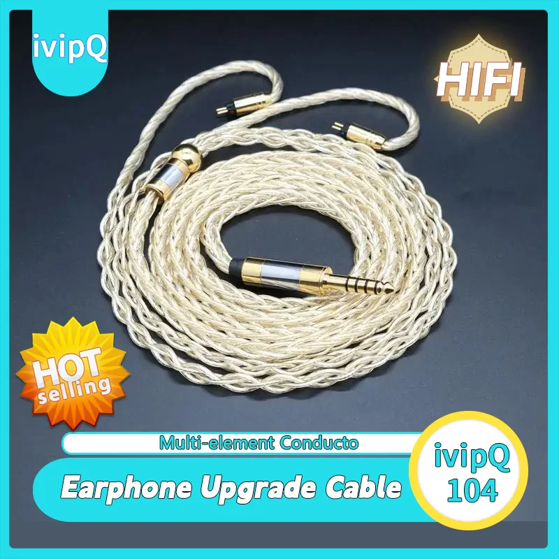 ivipQ-104 HiFi LIZT Palladium Silver Alloy Mixed Earphone Cable 3.5mm/2.5mm/4.4mm MMCX/0.78 2Pin/AKG Pin For F1 Dioko MK4 IEM