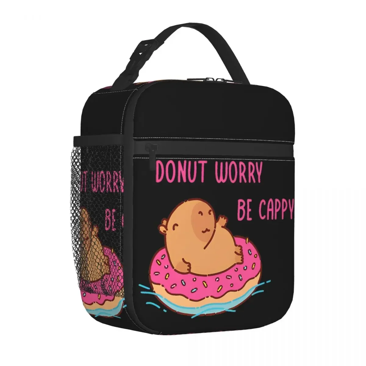 

Lunch Bag Capybara Floating In A Donut Floater Donut Worry Be Happy Lunch Box For Child Office Cooler Bag Oxford Tote Food Bags