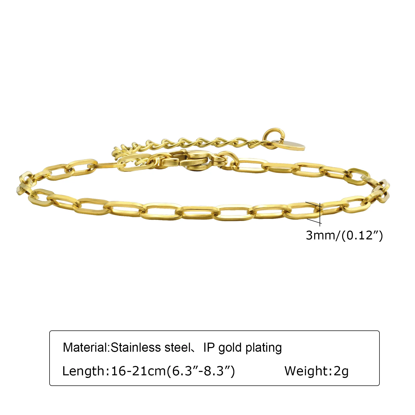 Damen-Büroklammer-Kettenarmband, verstellbares Kettenarmband aus 18 Karat vergoldetem Edelstahl, klobiger, stapelbarer, geschichteter Schmuck
