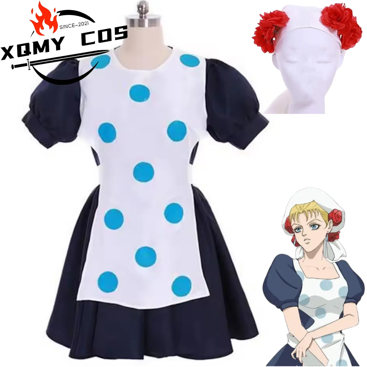 

XQCustom Any Size Plus Size Anime JoJo's Bizarre Adventure Susie Q Cosplay Costume Maid Dress Headwear Man Woman Kawaii Party Su
