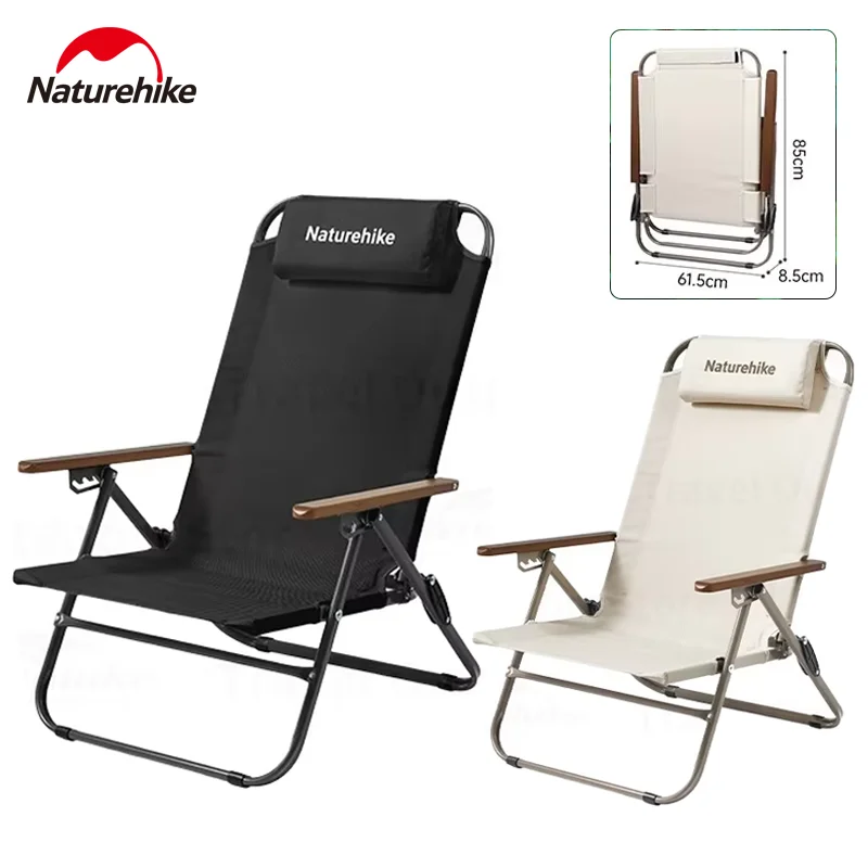 

Naturehike Camping Chair 4-speed Adjustable 68cm Heightened Backrest Carbon Steel With Pillow Outdoor Beach Folding Recliner