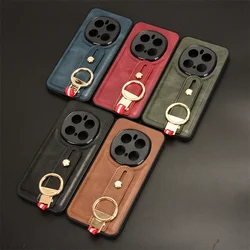 For Honor Magic 7 Pro 5G Fashion Leather Style Ring WristStrap Phone Holder Case For Honor Magic7 Pro 5G Drop-Resistant Cover