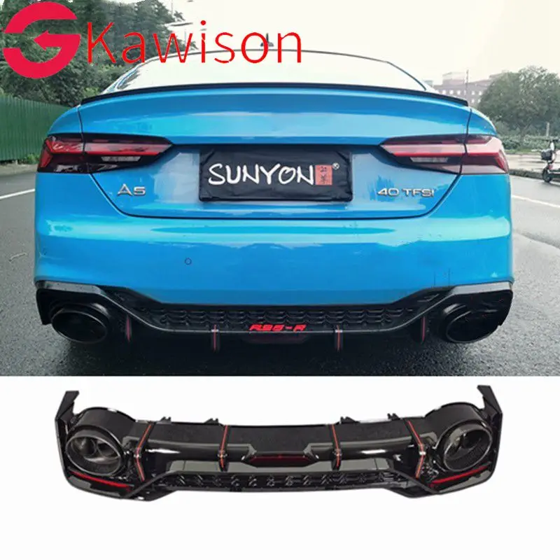 bright black Rear Bumper Lip Diffuser for Audi new A5 B9.5 S5 S-Line Hatchback 2021-2022 Car Accessories