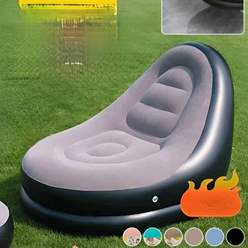 Outdoor light luxury inflatable sofa folding portable set thickened lazy sofa flocked lounge chair