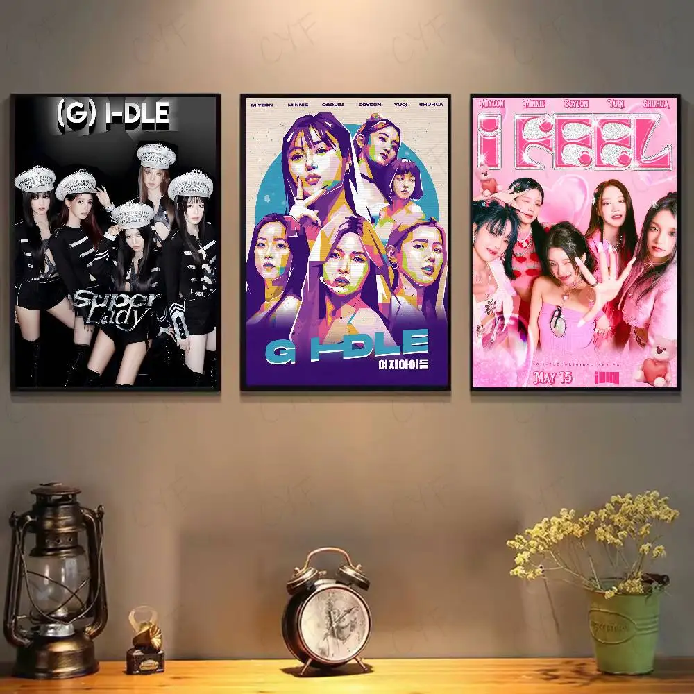 Kpop Girls G-GIDLE (G)I-DLE Poster sticky wall waterproof home living room bedroom bar aesthetic decoration