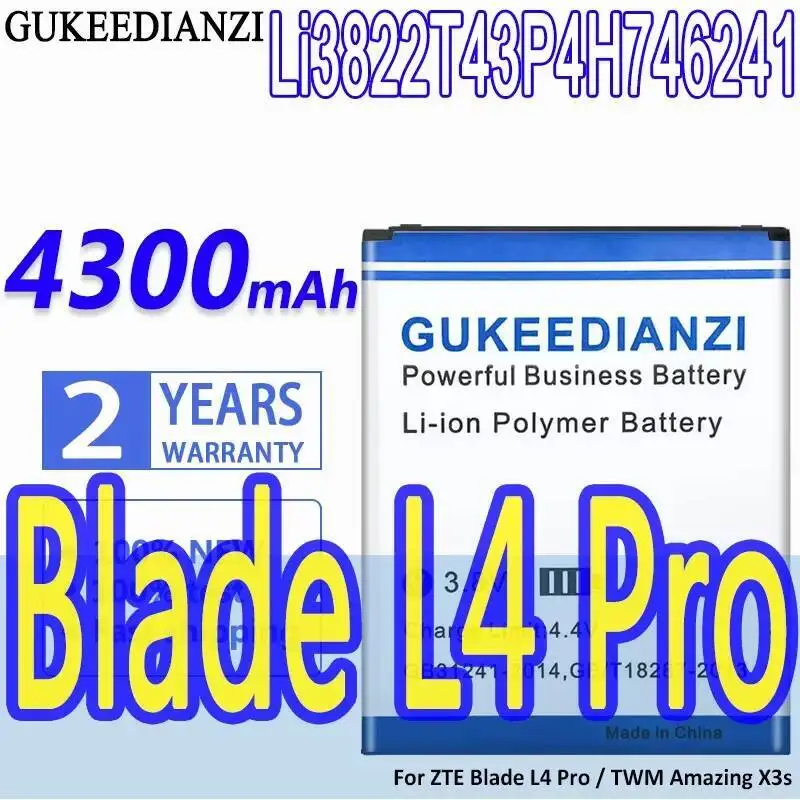 

Reliable Replacement Mobile Phone Battery Li3822t43p4h746241 For Zte Blade L4 Pro A465 A475 Twm Amazing X3s A315 4300Mah