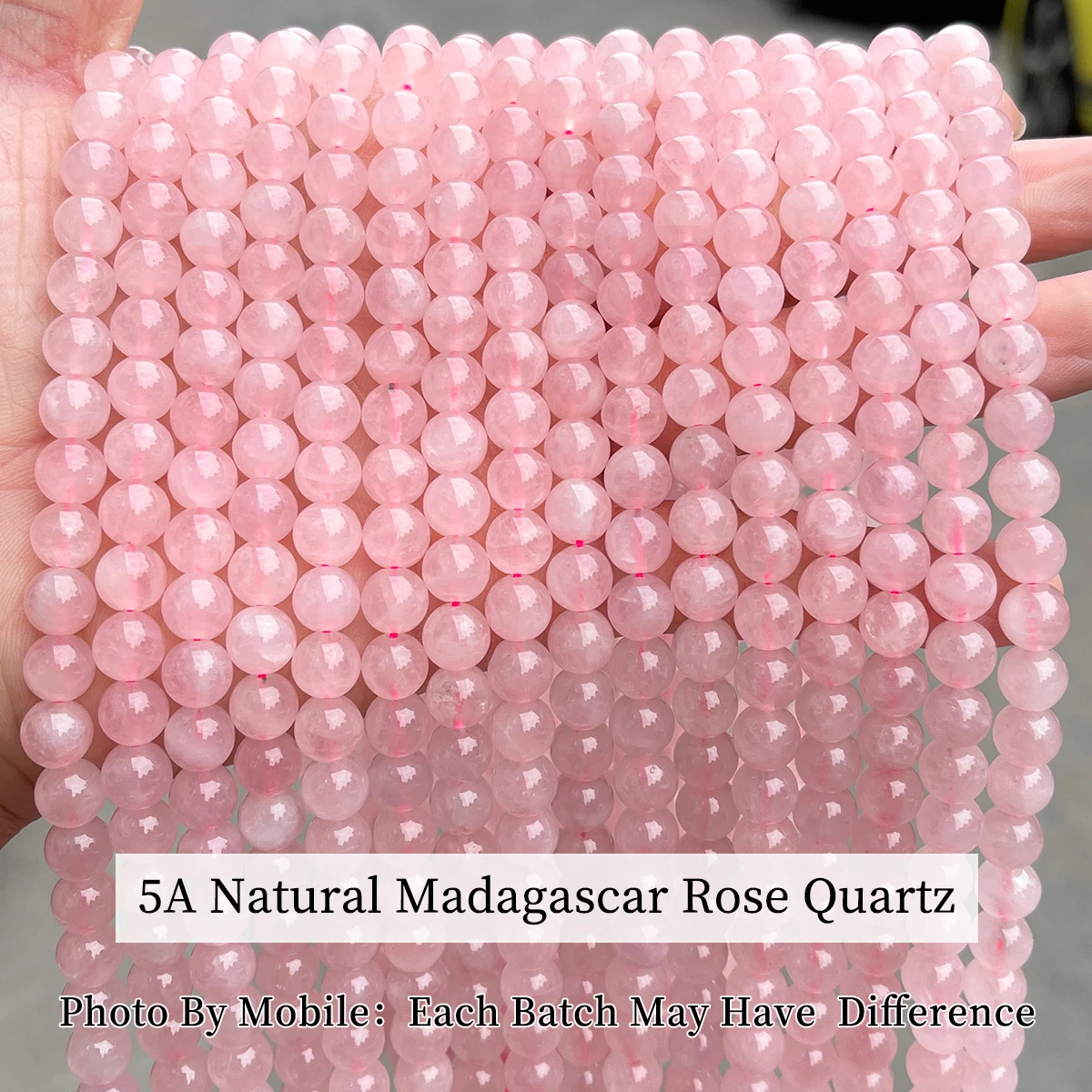 Großhandel Naturstein Rosenquarz Perle Runde lose Distanzperle 4 6 8 10 mm für Schmuckherstellung DIY Armband Halskette Zubehör