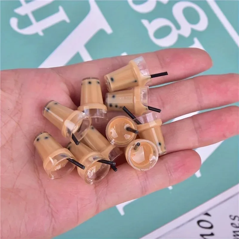 1:12 Dollhouse Miniature Milk Tea Charms Cute Pendants for Jewelry Making DIY Handmade Bracelet Earrings Key Chain Accessories