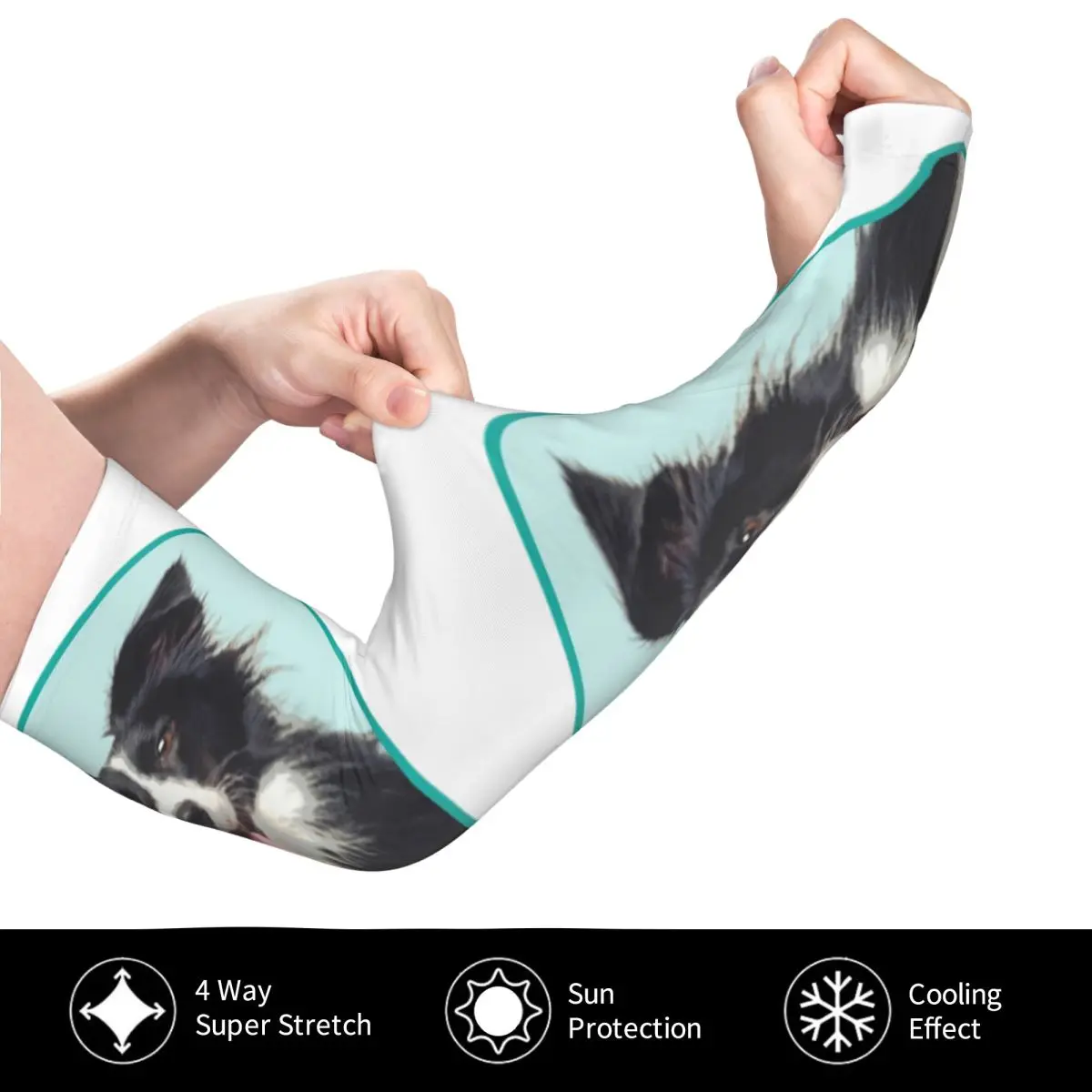 لطيف الحدود الكولي الكلب في الهواء الطلق أكمام أذرع تبريد الشمس الأشعة فوق البنفسجية غطاء للحماية الصيف الحرير الجليد ركوب الدراجات أكمام الوشم
