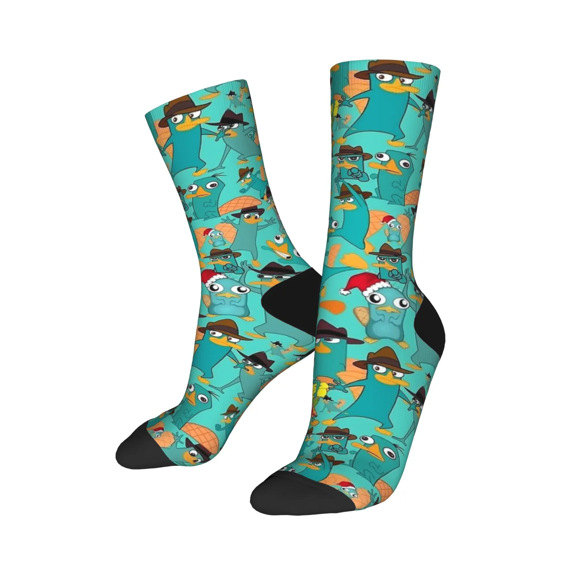 Perry The Platypus Divertenti anatra Cartoon Calze Calzini gotici Calzini morbidi e traspiranti da uomo unisex Calzini antiscivolo da corsa autunnali Regalo