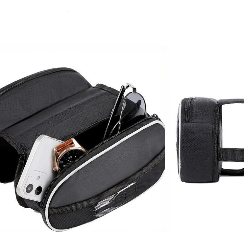 دراجة السرج حقيبة الجبهة شعاع حقيبة دراجة هوائية جبلية حقيبة للتخزين مقاوم للماء الأسود كامو مادة البوليستر حقيبة التخزين حامل التخزين