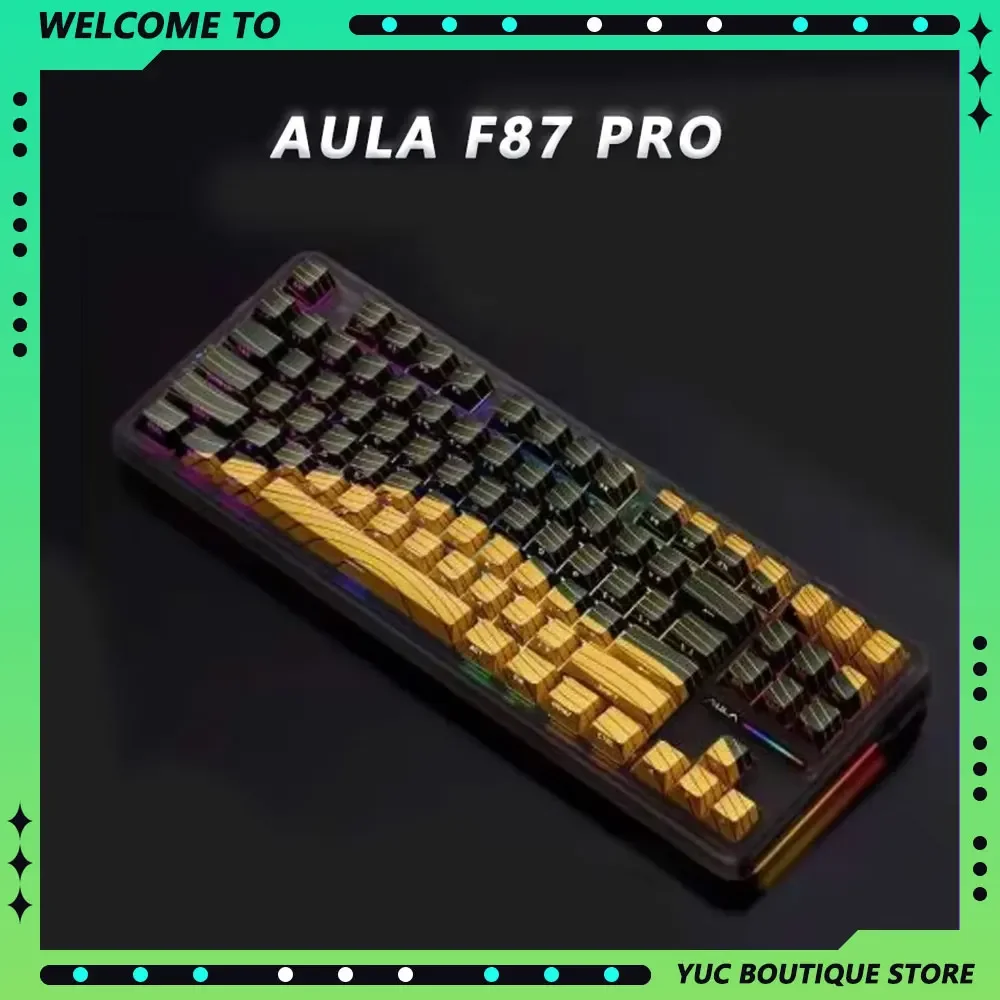 AULA F87 Pro Gaming Mechanical Keyboard Hot Swappable 2.4G Wireless RGB Side Light Three Mode Bluetooth 87 Keys PC E-sports