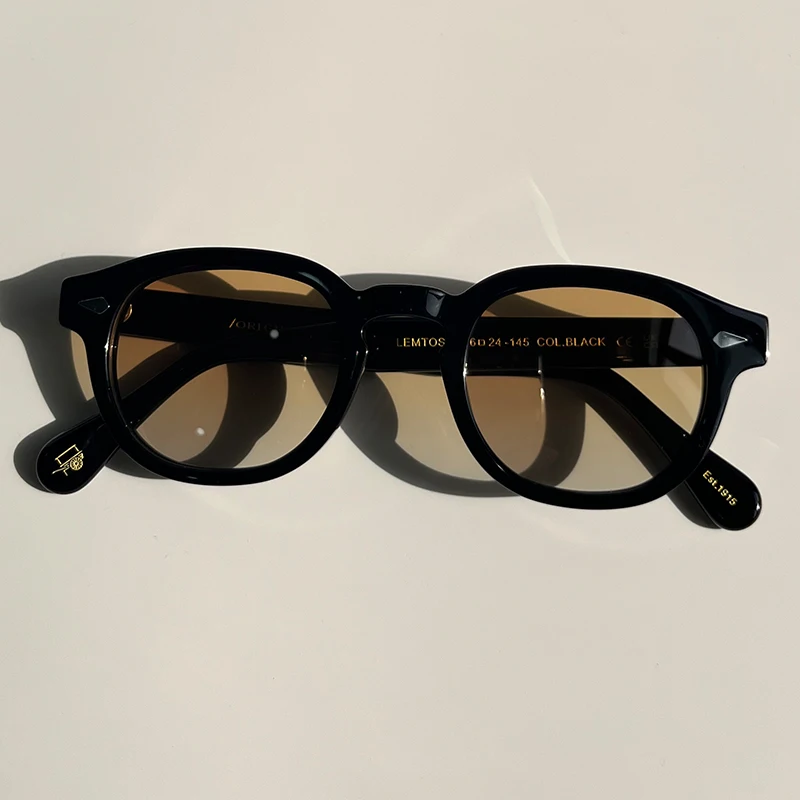Черные ацетатные солнцезащитные очки 44/46/49 размера, мужские поляризационные очки Johnny Depp Lemtosh, женские элитные брендовые винтажные модные очки