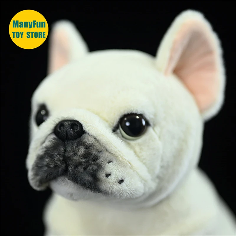 Cream French Bulldog Plush Toy High Fidelity Dogs Plushie Pit Bull Peluche Lifelike Stuffed Animals Simulation Doll Toy Kids