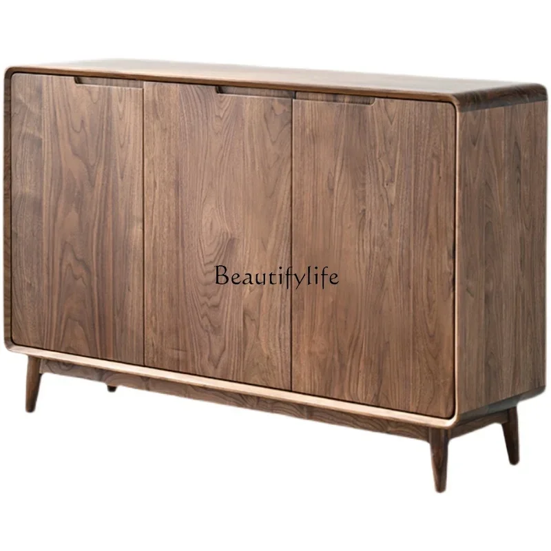 

ls 42North American black walnut shoe cabinet Nordic Japanese all solid wood porch storage shoe cabinet