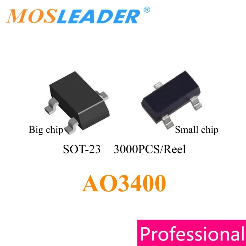 

Mosleader AO3400 SOT23 3000PCS AO3400A 30V 5.8A N-Channel Made in China High quality Mosfet