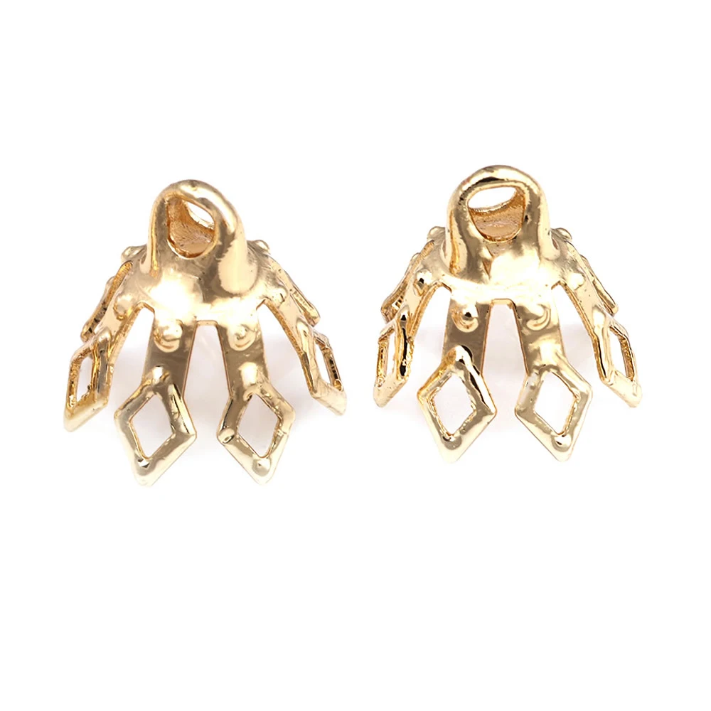 30PCS 18K Gold Color Brass Rhombic Beads Caps Charms Pendants High Quality Jewelry Making Supplies Necklace Earrings Accessories - view 6